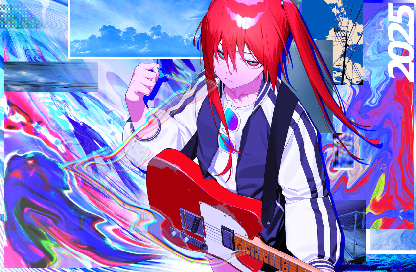 1girl, 2025, commentary, commission, electric_guitar, english_commentary, guitar, highres