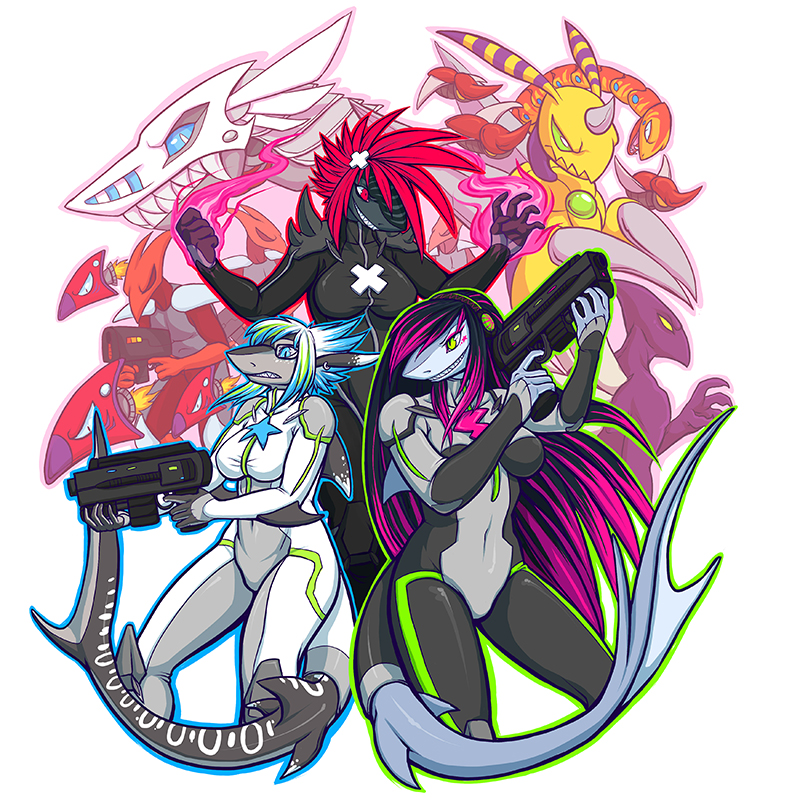 breasts, female, fracas, group, gun, marine, mayhem, meyham