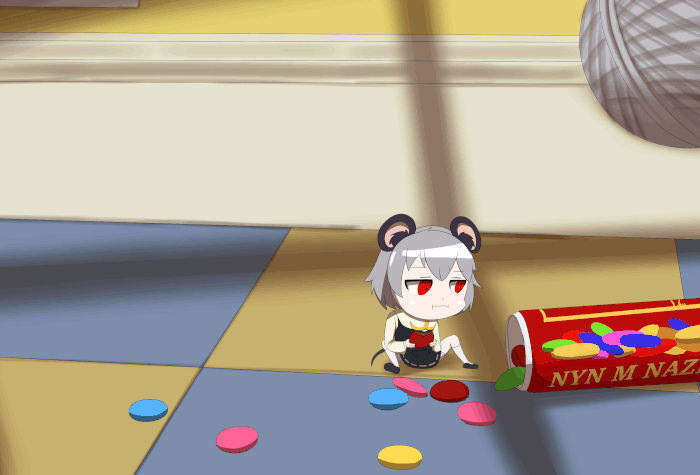 1girl, animal_ears, animated, animated_gif, artist_request, black_ears, candy, chewing