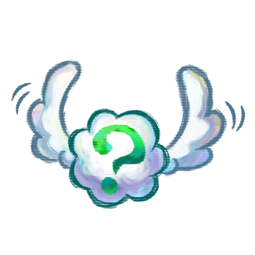 ?, clouds, harada_masamichi, highres, motion_lines, no_humans, official_art, simple_background, solo, super_mario_bros., third-party_source, transparent_background, white_wings, winged_cloud_(yoshi's_island), wings, yoshi's_new_island