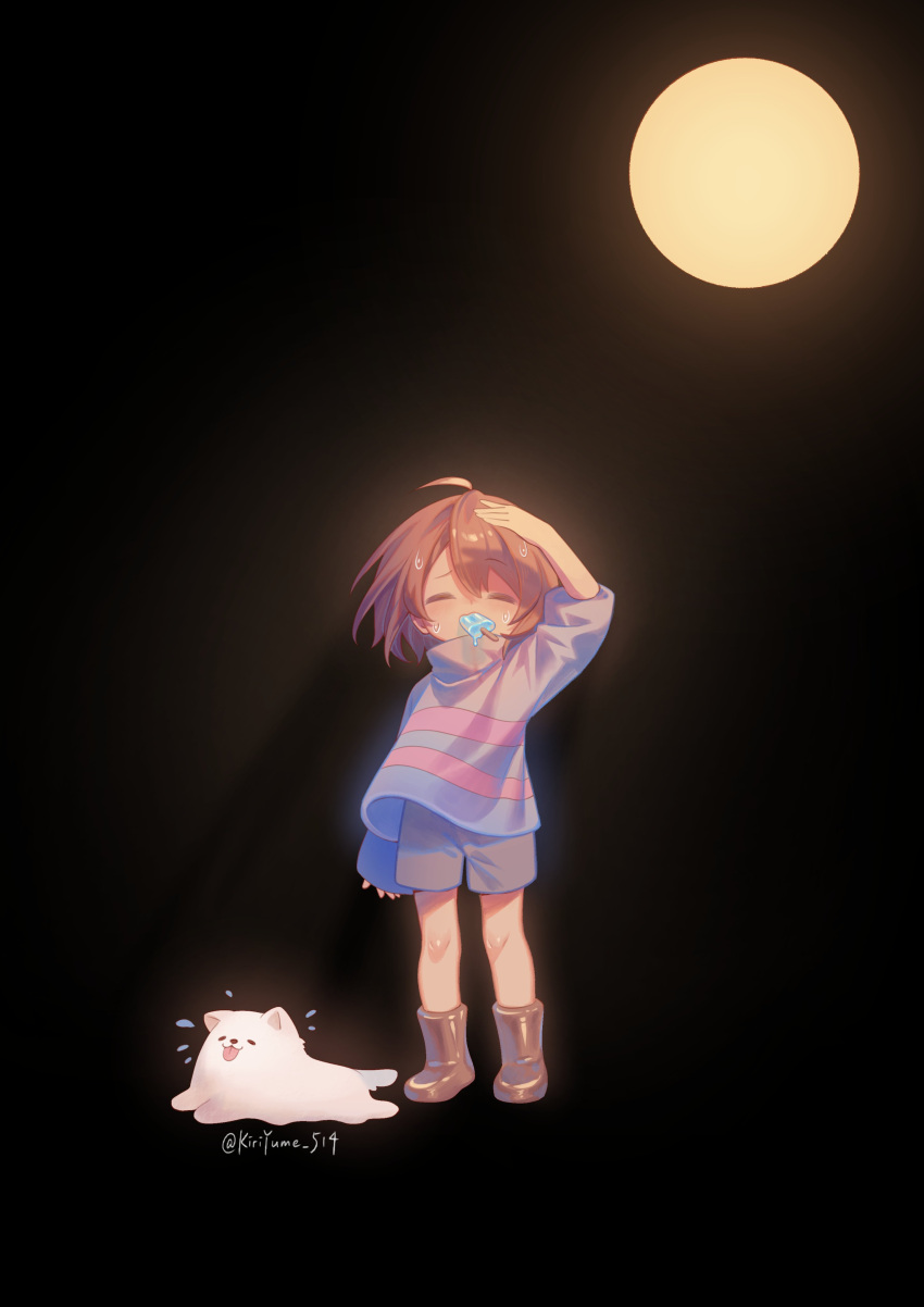 1other, :3, ^_^, absurdres, ahoge, animal, ankle_boots, annoying_dog