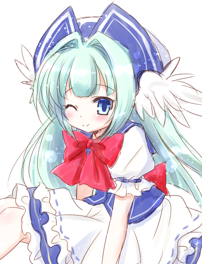 1girl, akino_sakura, blue_corset, blue_eyes, blue_hat, corset, dress, emil_chronicle_online