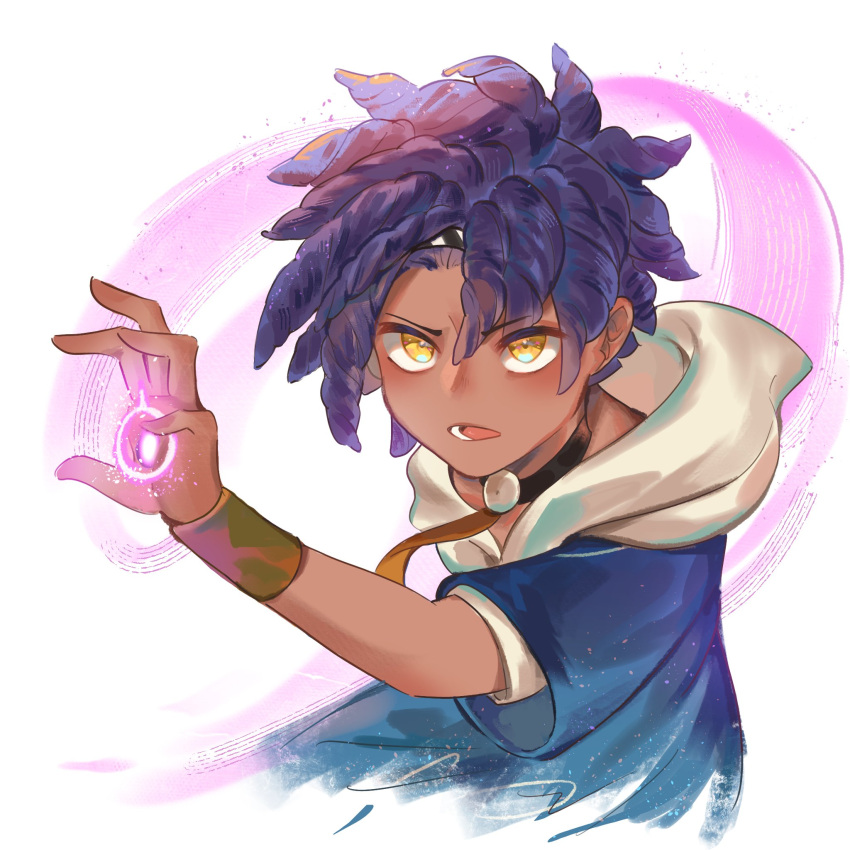 1boy, blue_hair, blue_hoodie, cai_(fire_emblem), commentary, dark-skinned_male, dark_skin, english_commentary