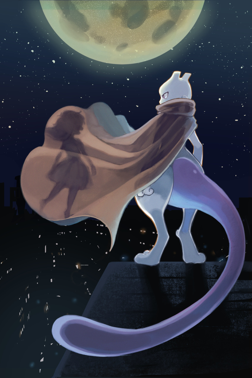 absurdres, ambertwo_(pokemon), brown_cape, cape, cityscape, commentary_request, furukawa_raku, highres