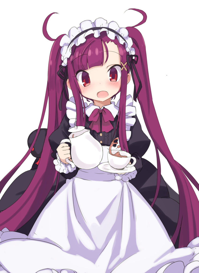 1girl, absurdres, alternate_costume, alucard_lore, apron, armadillon, black_dress, blush