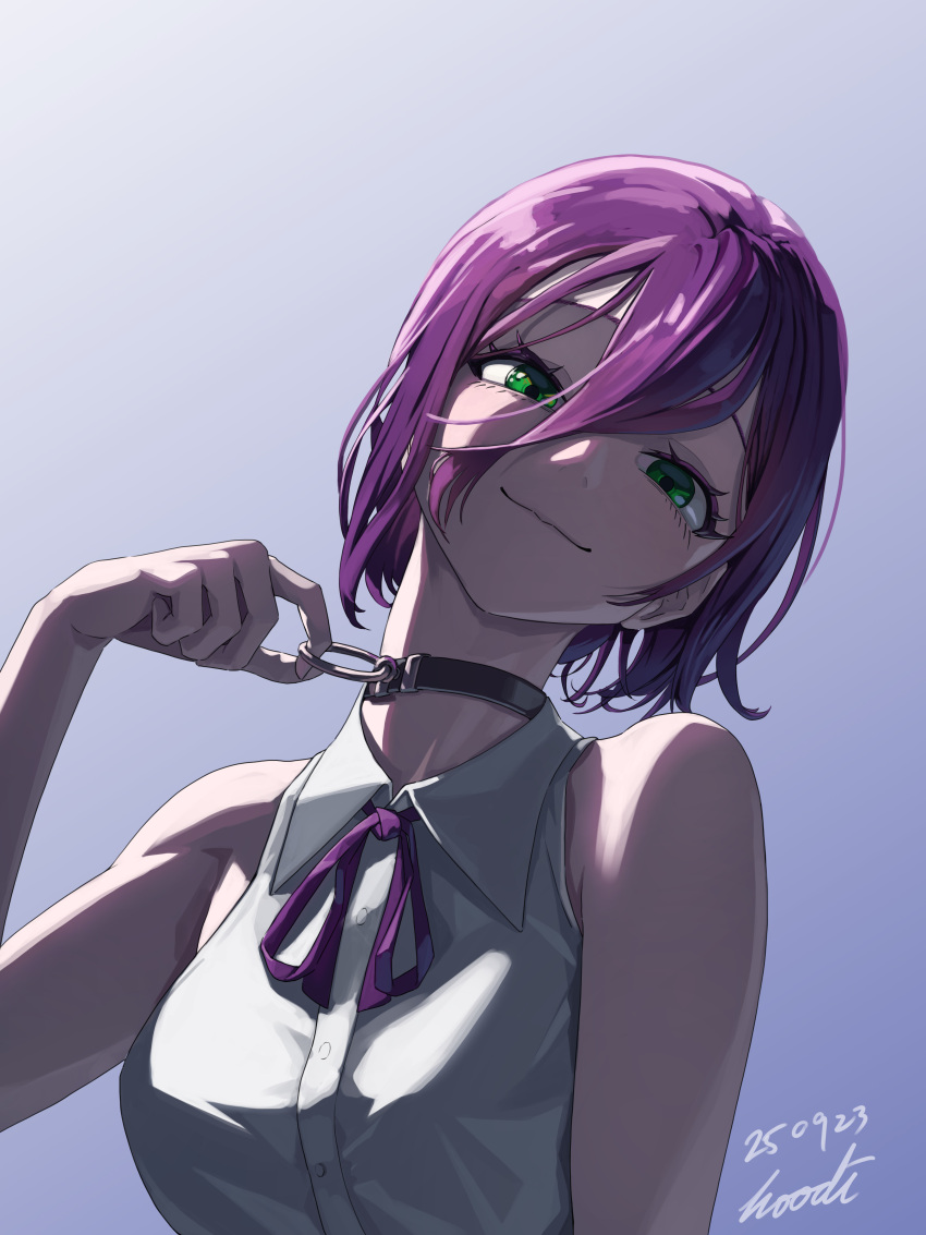 1girl, 95hoody, absurdres, artist_name, black_choker, chainsaw_man, choker, closed_mouth