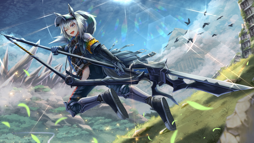 1girl, absurdres, animal_ears, arknights, belt, commentary_request, crudefish, eyelashes