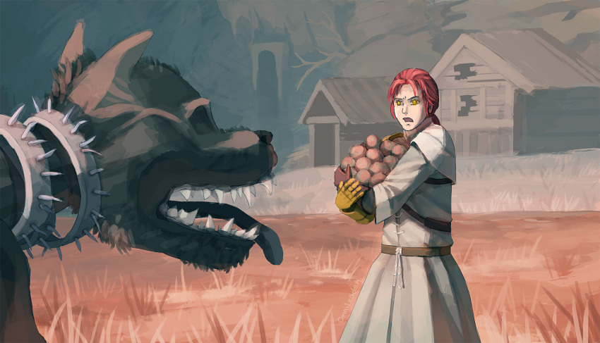 1girl, amputee, animal, dog, elden_ring, fromsoftware, hair_between_eyes, highres
