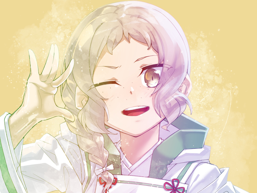 1girl, absurdres, aki_masuzu, blonde_hair, braid, freckles, from_side, hair_over_shoulder