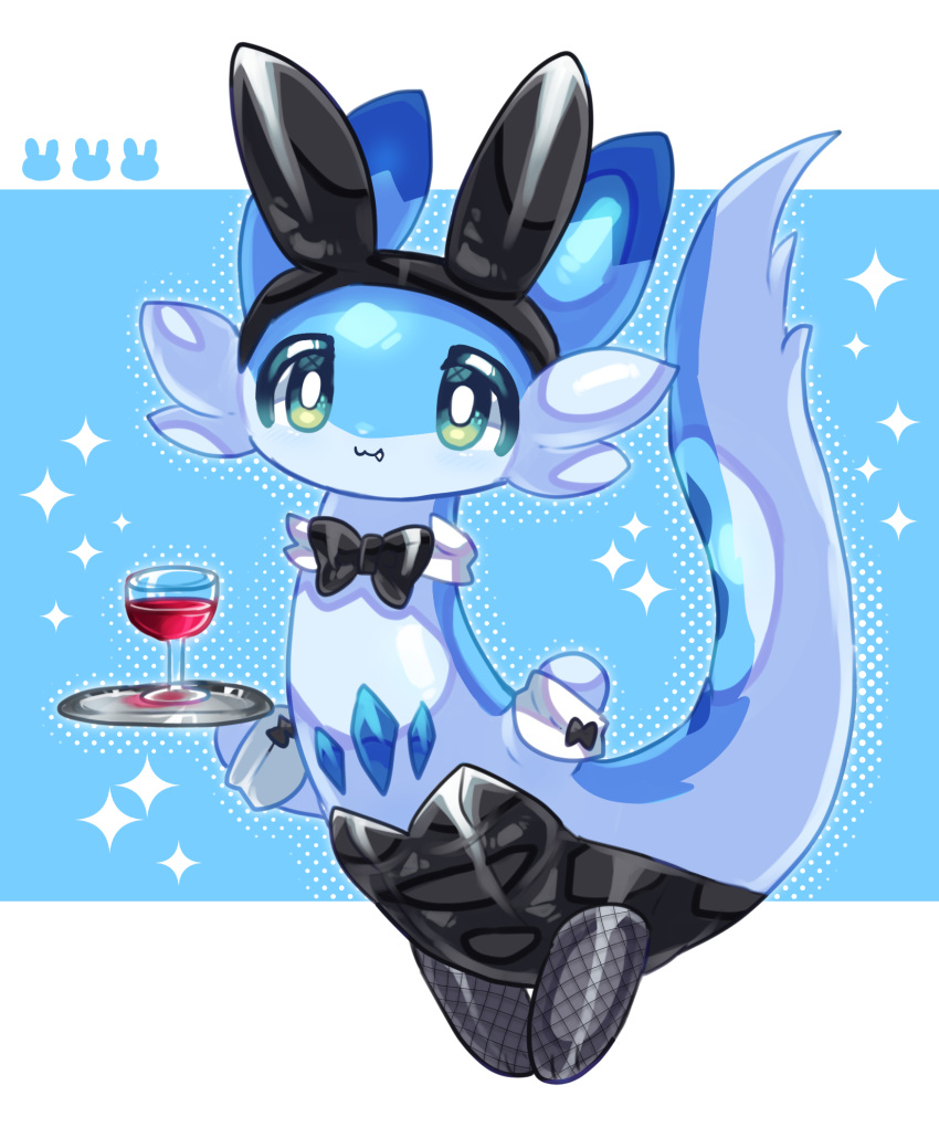 animal_ears, black_bow, black_bowtie, blue_skin, bow, bowtie, chillet, closed_mouth
