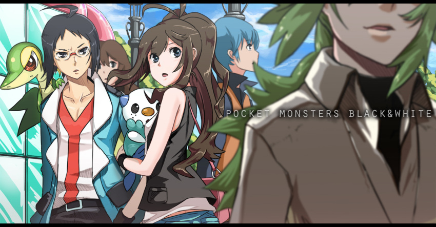 ace_trainer_(pokemon), bag, black_hair, blue_eyes, blue_hair, brown_hair, cheren_(pokemon), collarbone
