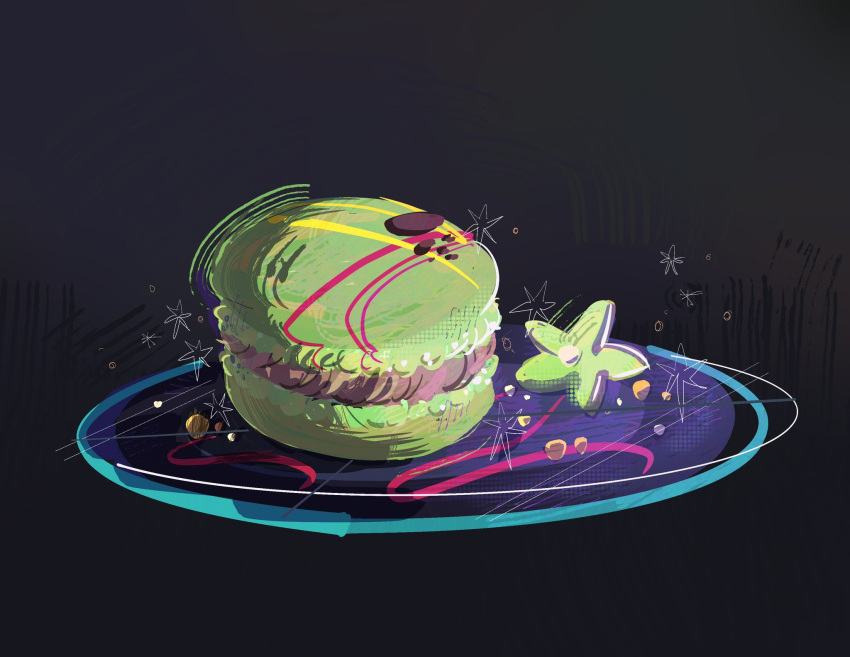 commentary, english_commentary, food, gillianthreeg, highres, macaron, no_humans, original