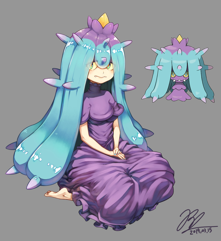 2019, 2girls, absurdres, aqua_eyes, aqua_hair, aqua_nails, barefoot, blush