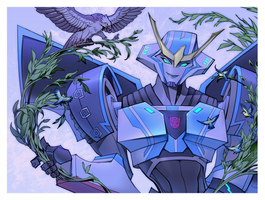 1girl, aqua_lips, autobot, bird, blue_lips, hawk, highres, humanoid_robot
