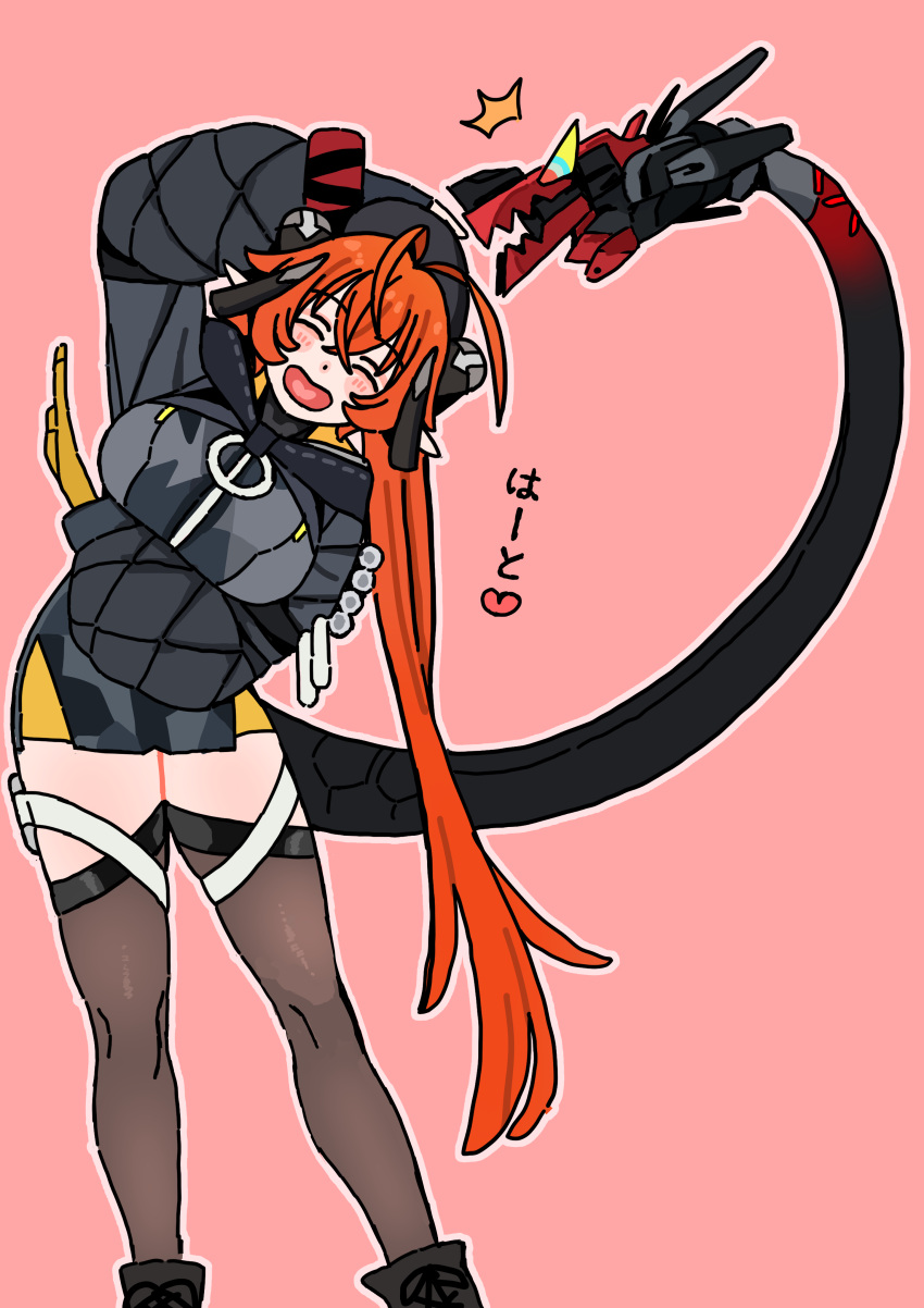 1girl, 1other, absurdres, ammunition, andii_(anzai_teachco), asymmetrical_gloves, black_hat, black_horns