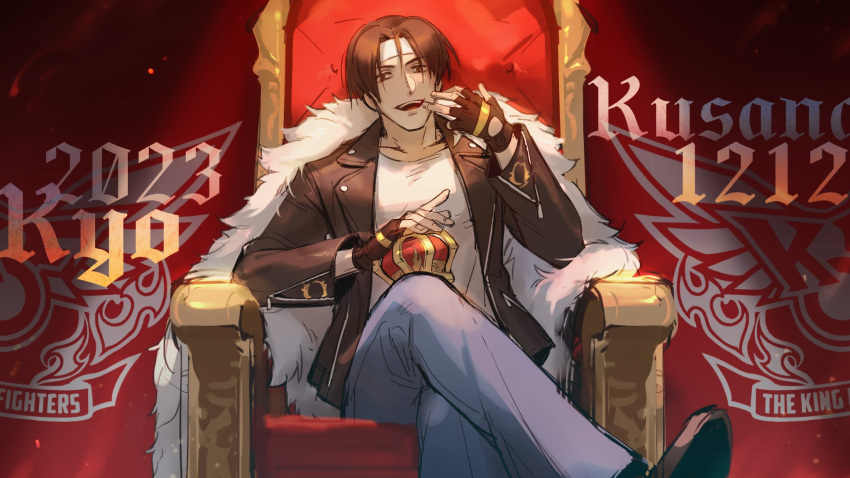 1boy, an_ling_withered, black_gloves, black_jacket, blue_pants, brown_eyes, brown_hair, cape
