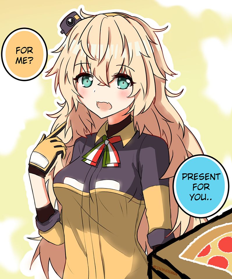 00nowhereman, 1girl, 1other, blonde_hair, blush, breasts, flag_print, food