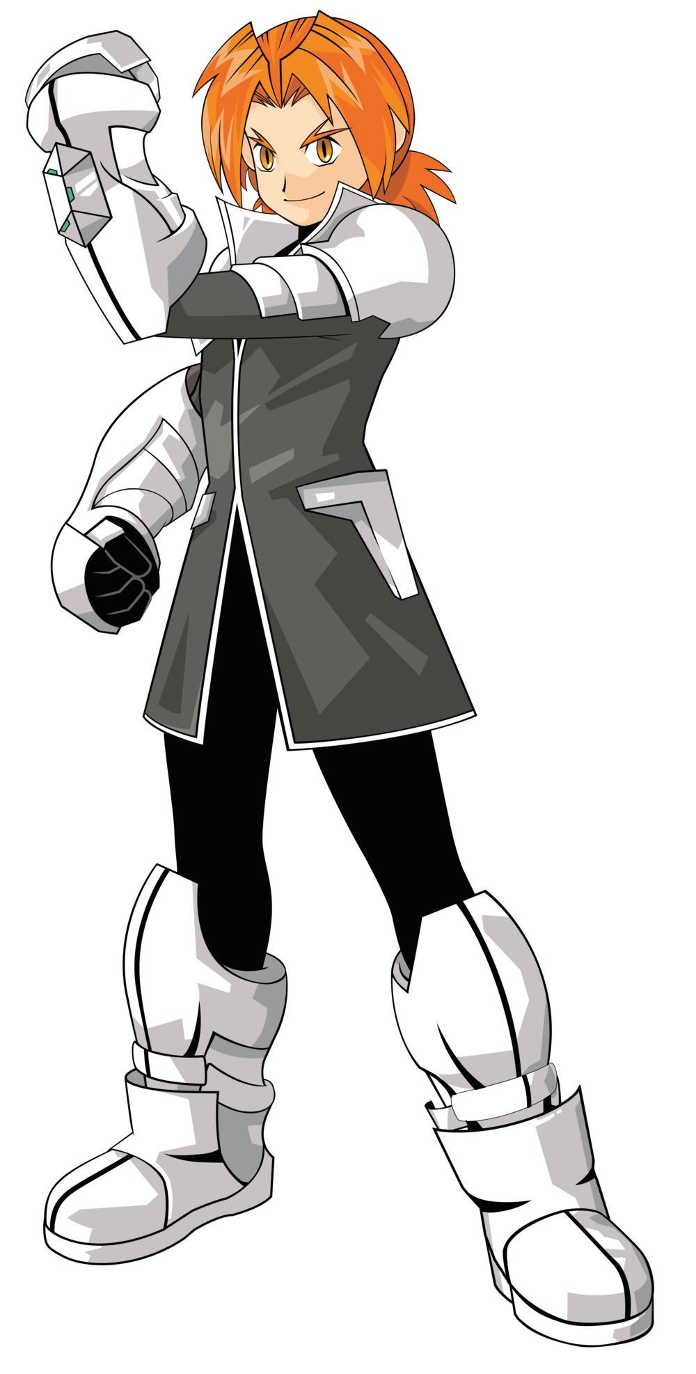 1boy, boots, gloves, highres, orange_eyes, orange_hair, rallen, short_hair