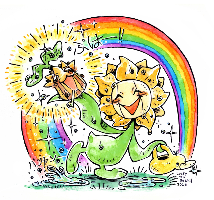 animal-shaped_watering_can, artist_name, blush, closed_eyes, evolutionary_line, highres, holding, holding_watering_can