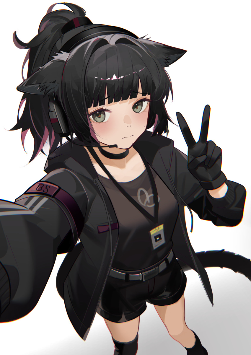 1girl, absurdres, animal_ears, arknights, asymmetrical_legwear, belt, black_choker, black_gloves