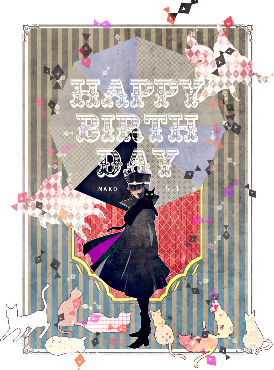 cape, cat, devil_summoner, hat, highres, kuzunoha_raidou, robin7188, solo