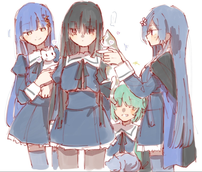 +++, ..., 4girls, ^_^, akashi_manaka, animal, aoki_kaho, arms_at_sides