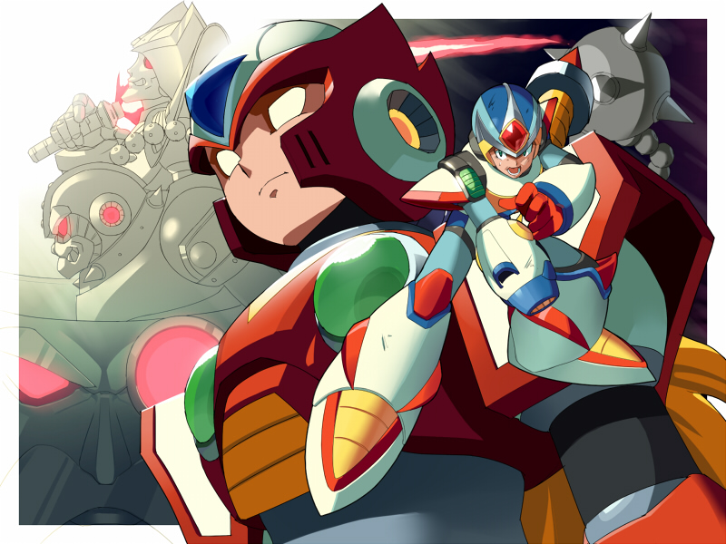5boys, agile_(mega_man), android, arm_cannon, armor, battle_damage, blonde_hair, chest_jewel
