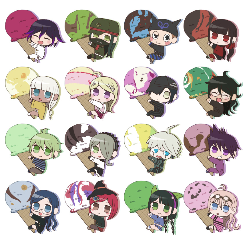 6+boys, 6+girls, :o, :p, ^_^, absurdly_long_hair, ahoge, akamatsu_kaede, amami_rantaro, android, antenna_hair, arm_belt, armband, backpack, bag, bandaged_arm, bandages, bare_legs, barefoot, baseball_cap, bead_bracelet, beads, beanie, belt, belt_buckle, bikini, black_belt, black_boots, black_corset, black_dress, black_eyes, black_gloves, black_hair, black_hat, black_jacket, black_mask, black_pants, black_pantyhose, black_sailor_collar, black_scarf, black_shoes, black_skirt, blazer, blonde_hair, blowing_raspberry, blue_eyes, blue_gemstone, blue_hair, blue_pants, blue_serafuku, blue_shirt, blue_skirt, blunt_bangs, blush_stickers, boots, bow, bracelet, brown-framed_eyewear, brown_eyes, brown_hair, brown_jacket, brown_pants, brown_shoes, brown_suit, buckle, business_suit, buttons, chabashira_tenko, chain, checkered_clothes, checkered_scarf, chest_belt, chibi, clinging, closed_eyes, closed_mouth, coat, collared_dress, commentary_request, confused, corset, danganronpa_(series), danganronpa_v3:_killing_harmony, dark-skinned_female, dark-skinned_male, dark_skin, denim, dress, dress_pants, drop_shadow, earrings, everyone, expressionless, eyelashes, facial_hair, fake_horns, food, frilled_dress, frilled_hairband, frilled_skirt, frilled_sleeves, frills, gakuran, gem, gem_hair_ornament, glasses, gloves, goatee, goggles, goggles_on_head, gokuhara_gonta, green_bow, green_eyes, green_hair, green_hat, green_jacket, green_pants, grey_boots, grey_hair, grey_hairband, grey_shoes, grin, hair_between_eyes, hair_bow, hair_ornament, hair_over_one_eye, hair_scrunchie, hair_tie, hairband, hairclip, half-closed_eye, happy, harukawa_maki, hat, hat_belt, highres, hood, hood_down, hooded_coat, horned_headwear, horns, hoshi_ryoma, hotatechoco_(hotariin), ice_cream, ice_cream_cone, iruma_miu, jacket, jeans, jewelry, k1-b0, knee_boots, knee_pads, kneehighs, layered_dress, layered_sleeves, leather, leather_jacket, light_frown, long_dress, long_hair, long_sideburns, long_sleeves, low_twintails, mask, medium_skirt, messy_hair, midriff, miniskirt, mole, mole_under_eye, mole_under_mouth, momota_kaito, mouth_mask, multi-tied_hair, multicolored_buttons, multiple_belts, multiple_boys, multiple_girls, multiple_hair_bows, musical_note, musical_note_hair_ornament, o-ring, o-ring_belt, oma_kokichi, one_eye_covered, open_clothes, open_coat, open_mouth, pants, pantyhose, peaked_cap, pink_belt, pink_hairband, pink_serafuku, pink_skirt, pink_vest, pinstripe_jacket, pinstripe_pants, pinstripe_pattern, pleated_dress, pleated_skirt, pocket, print_headwear, purple_coat, purple_hair, purple_pants, purple_skirt, purple_socks, raincoat, red_armband, red_eyes, red_scrunchie, red_shirt, red_skirt, red_thighhighs, round_eyewear, sad, saihara_shuichi, sailor_collar, scarf, school_uniform, scrunchie, serafuku, shinguji_korekiyo, shirogane_tsumugi, shirt, shoes, short_hair, sideburns, simple_background, single_ankle_cuff, skirt, skirt_set, sleeve_cuffs, sleeves_past_wrists, smile, socks, solo, spiky_hair, straight_hair, striped_clothes, striped_pants, striped_shirt, stud_earrings, suit, swimsuit, thigh-highs, thigh_belt, thigh_strap, three-quarter_sleeves, tojo_kirumi, tongue, tongue_out, torn_clothes, torn_jeans, torn_pants, twintails, two-tone_pants, two-tone_scarf, undershirt, very_long_hair, vest, violet_eyes, wavy_mouth, white_background, white_bag, white_belt, white_bikini, white_boots, white_bow, white_dress, white_hair, white_jacket, white_pants, white_sailor_collar, white_scarf, white_shirt, white_socks, witch_hat, wrist_belt, yellow_eyes, yellow_raincoat, yonaga_angie, yumeno_himiko, zettai_ryouiki, zipper, zipper_pull_tab
