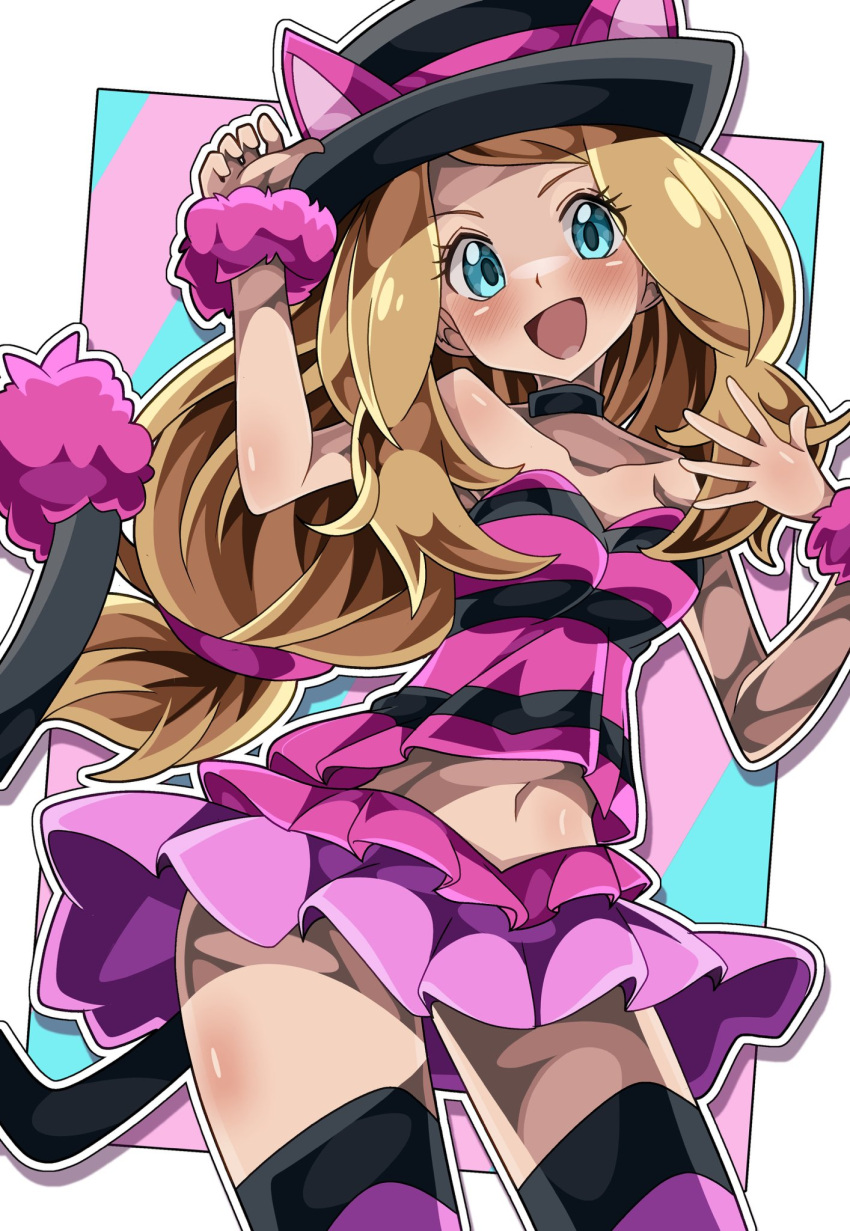 1girl, animal_ears, blonde_hair, blue_eyes, cat_ears, cat_tail, highres, long_hair