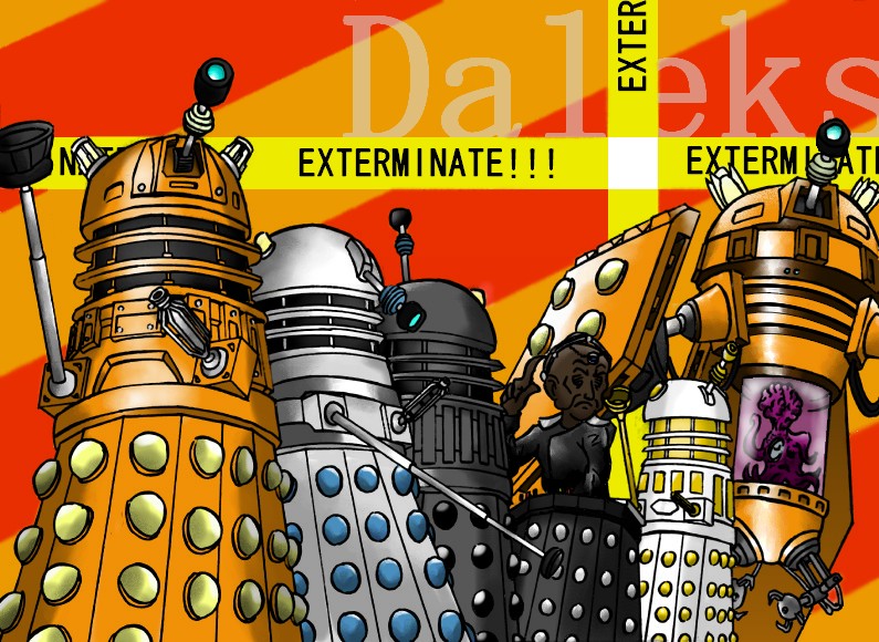 caution_tape, dalek, dalek_caan, dalek_emperor, dalek_jast, dalek_sec, dalek_thay, davros_(doctor_who)