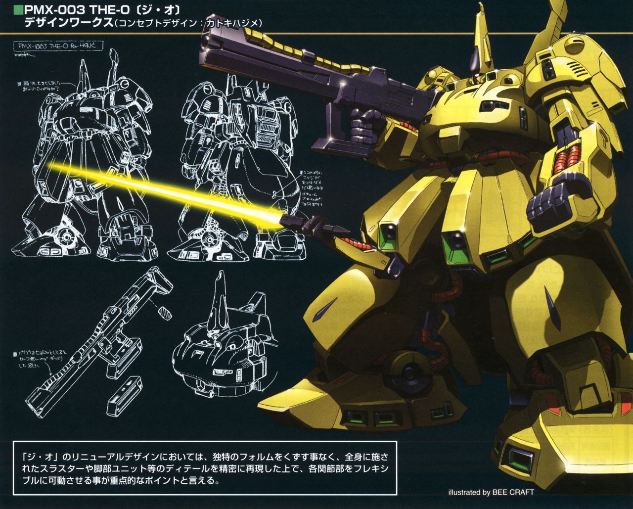 1980s_(style), 1990s_(style), akutsu_jun'ichi, beam_rifle, cable, energy_gun, energy_sword, extra_arms