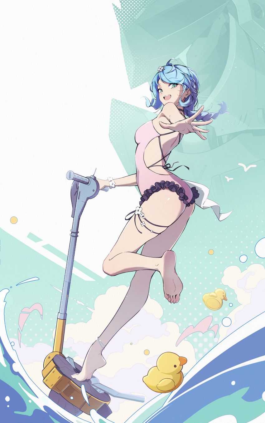 1girl, absurdres, anklet, bare_arms, bare_back, bare_legs, bare_shoulders, barefoot