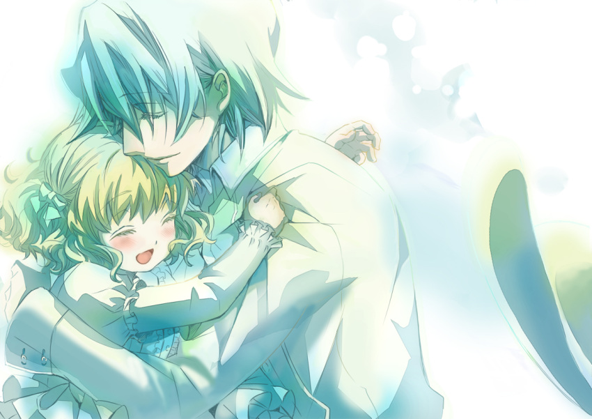 child, closed_eyes, emi_(penguin908), eyes_closed, hair_ribbon, hug, open_mouth, pandora_hearts