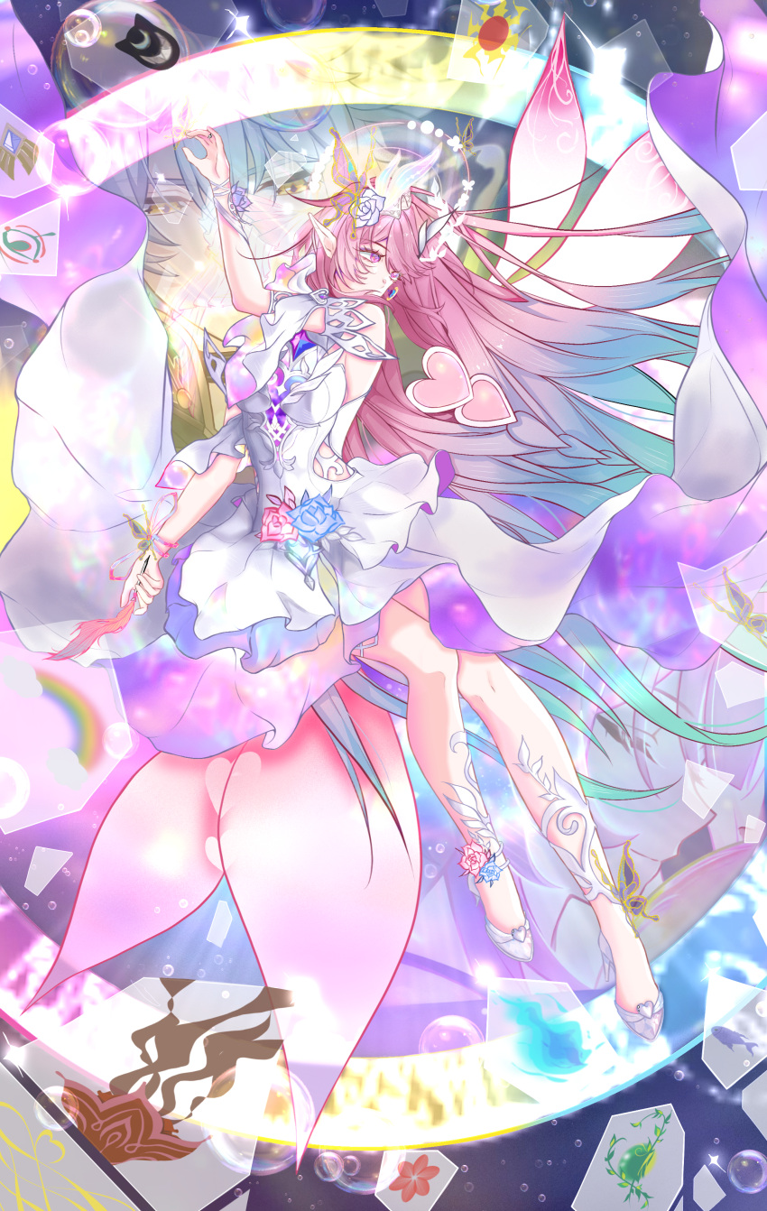 1boy, 1girl, absurdres, air_bubble, breasts, bubble, chinese_commentary, commentary_request