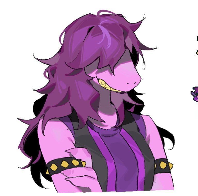 1girl, armlet, colored_skin, covered_eyes, cropped_torso, deltarune, facing_viewer, furry