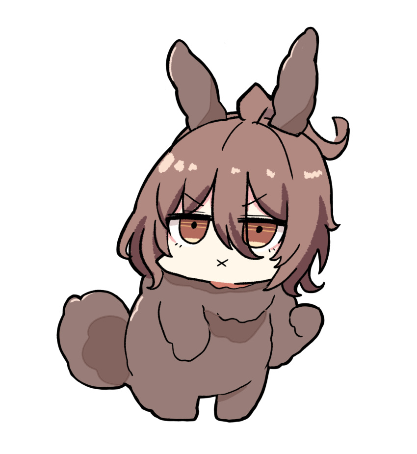 1girl, agnes_tachyon_(umamusume), ahoge, animal_ears, brown_eyes, brown_hair, full_body, hair_between_eyes