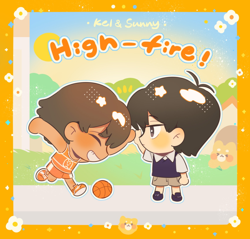 >_<, 20025950_(lofter), 2boys, :3, :d, ^_^, animal, antenna_hair