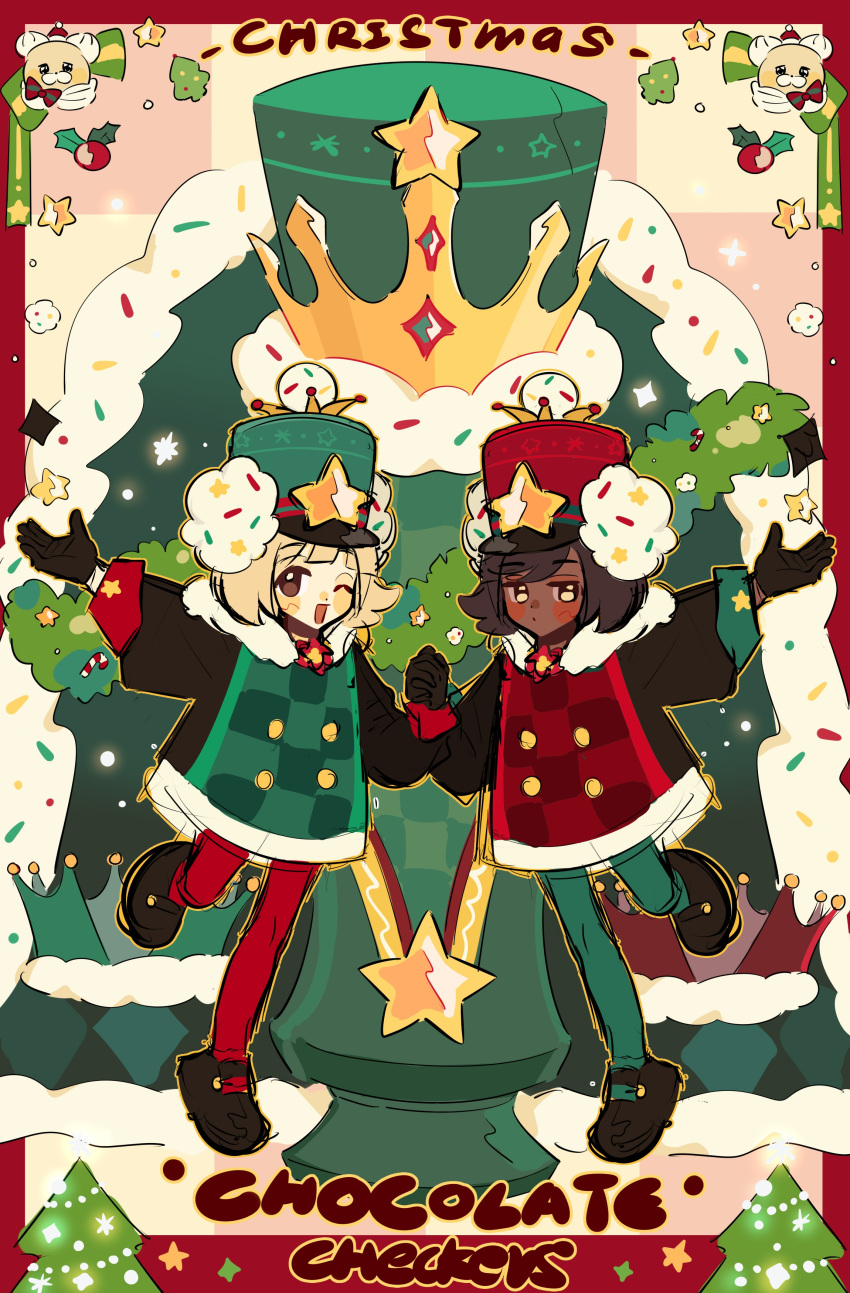 20025950_(lofter), 2others, ;d, absurdres, apron, black_dress, black_gloves, black_shoes