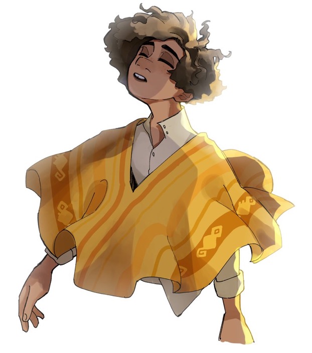 1boy, afro, brown_eyes, brown_hair, camilo_madrigal, colombian_clothes, curly_hair, dark-skinned_female