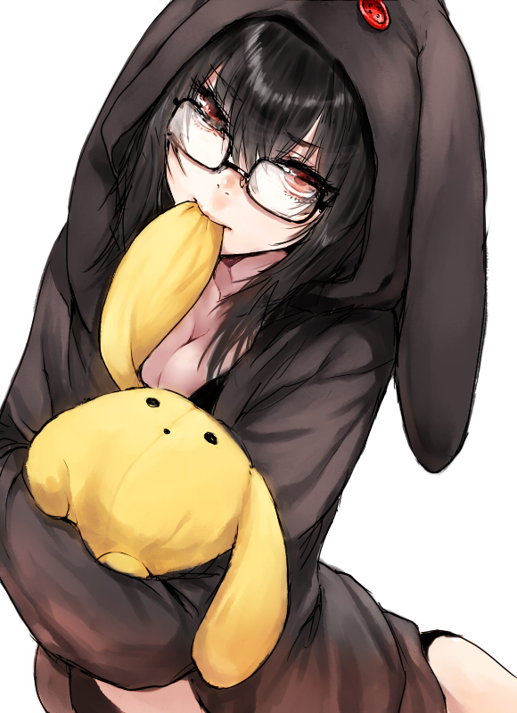 biting, black_hair, breasts, buttons, character_doll, cleavage, darth_wooser, doll