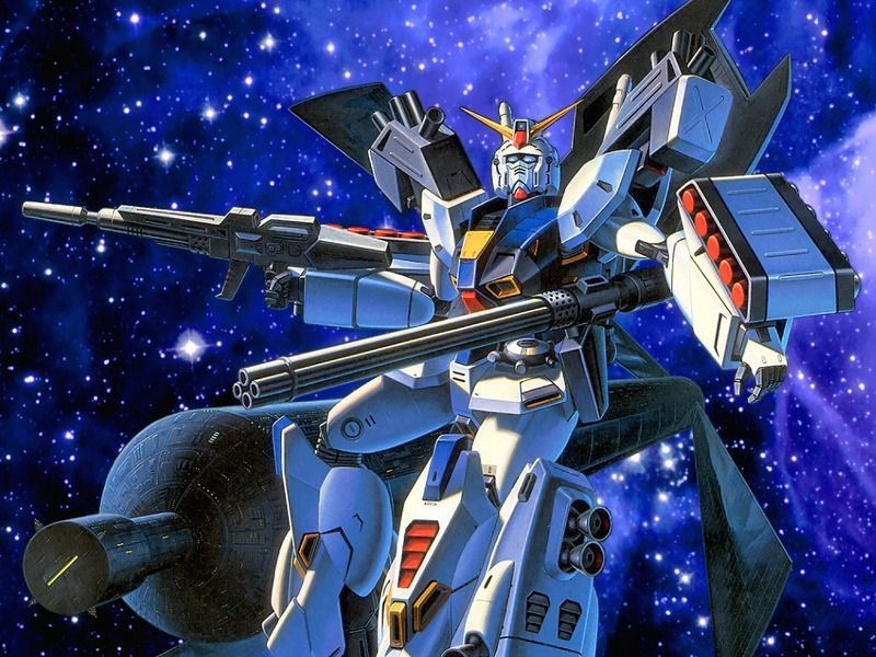 1990s_(style), artist_request, beam_rifle, energy_gun, f90_gundam, gatling_gun, gundam, gundam_f90