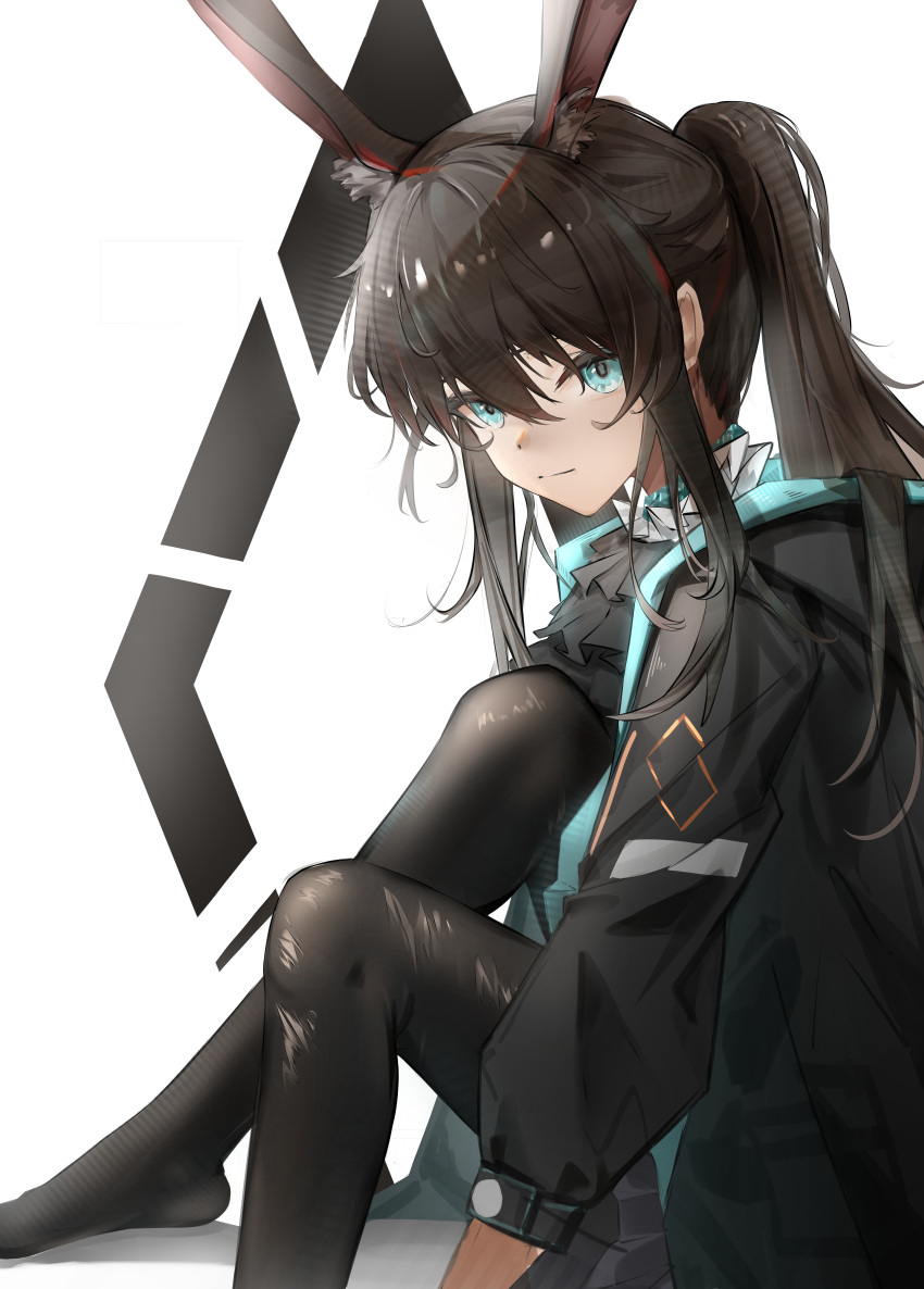 1girl, absurdres, amiya_(arknights), animal_ear_fluff, animal_ears, arknights, ascot, black_ascot