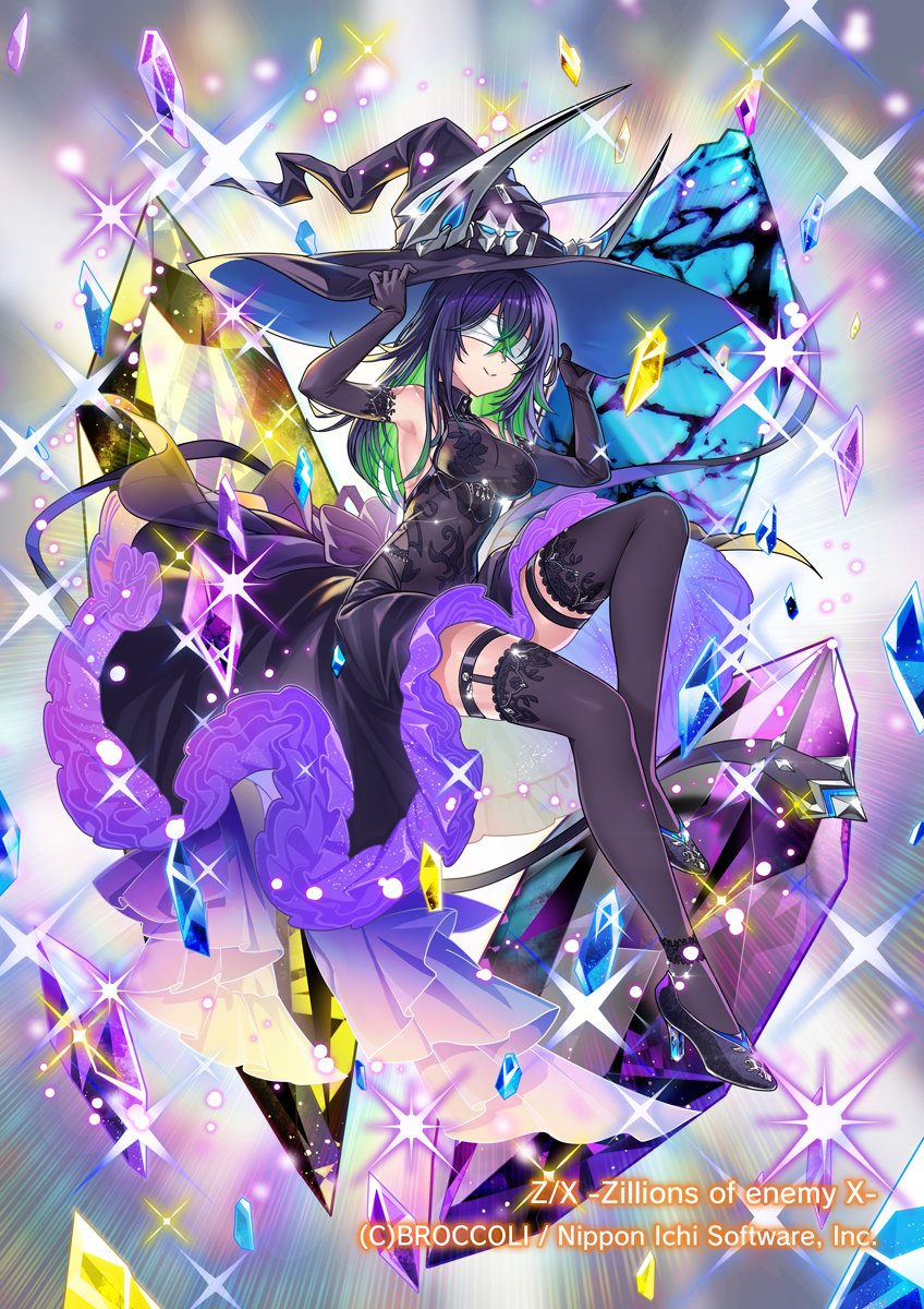 1girl, armpits, bandages, bandages_over_eyes, bare_shoulders, black_dress, black_gloves, black_shoes