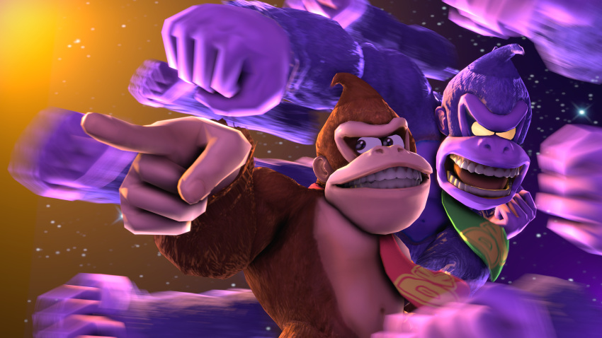 2boys, 3d, absurdres, afterimage, alternate_color, angry, black_eyes, body_fur