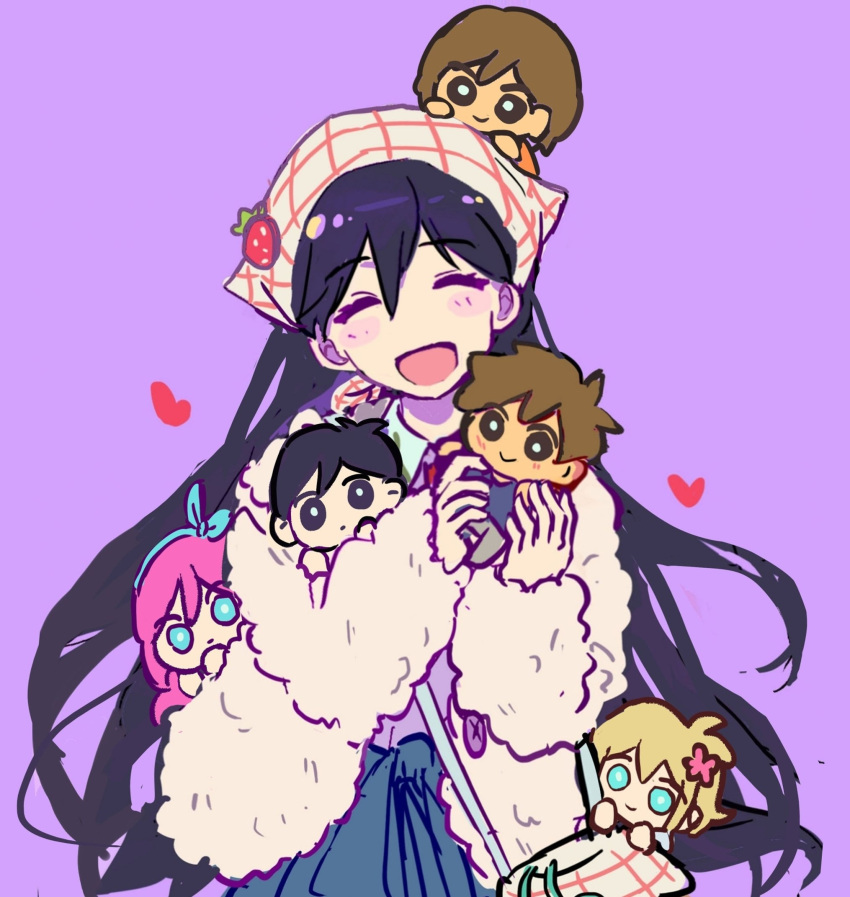0_scyf, 1girl, :d, ^_^, aubrey_(faraway)_(omori), aubrey_(omori), basil_(faraway)_(omori), basil_(omori)