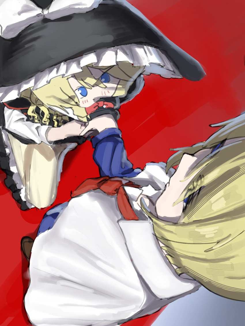 1boy, 1girl, absurdres, alice_margatroid, black_hat, blonde_hair, blue_eyes, capelet