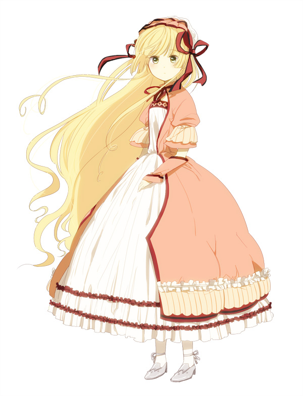 bad_id, blonde_hair, dress, frills, gosick, green_eyes, hairband, lolita_fashion, long_hair, looking_at_viewer, simple_background, solo, standing, tukemono6, very_long_hair, victorica_de_blois, white_background