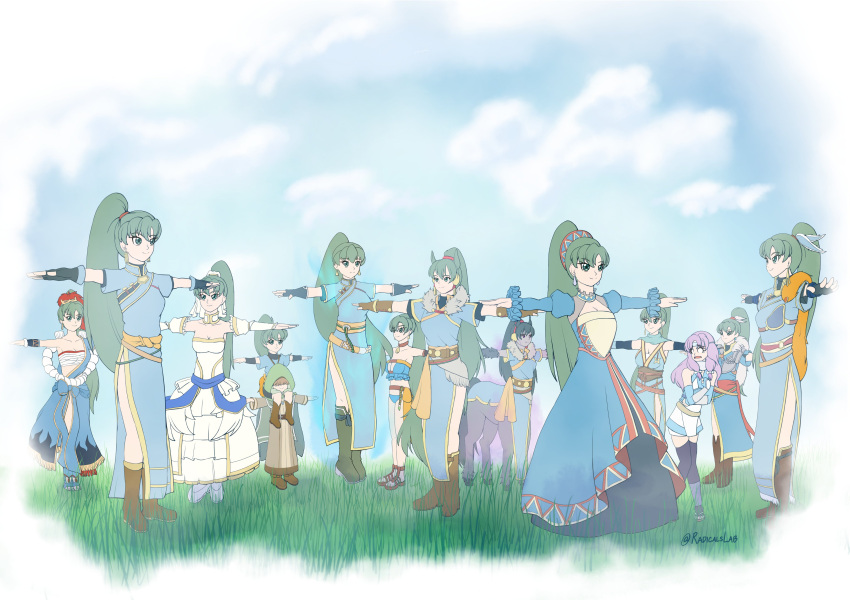 1boy, 6+girls, absurdres, animal_ears, aura, centaur, dress, fire_emblem