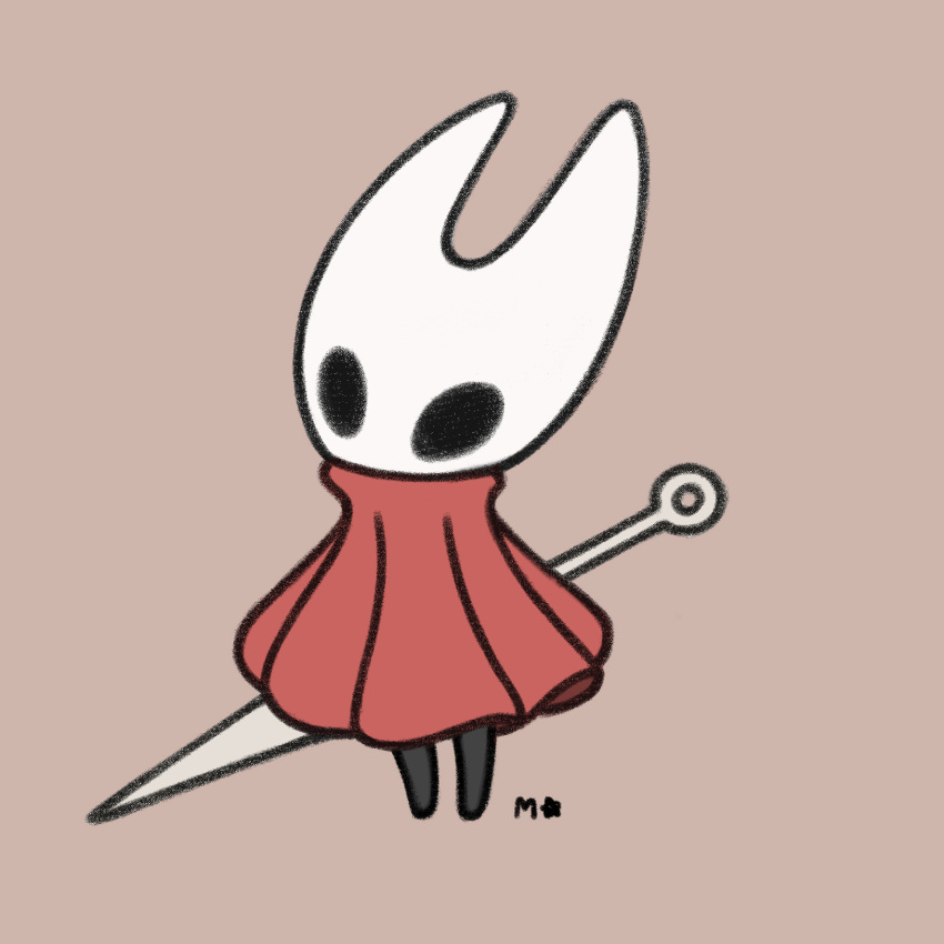 1girl, arthropod_girl, artist_name, black_eyes, black_skin, blank_eyes, brown_background, chibi