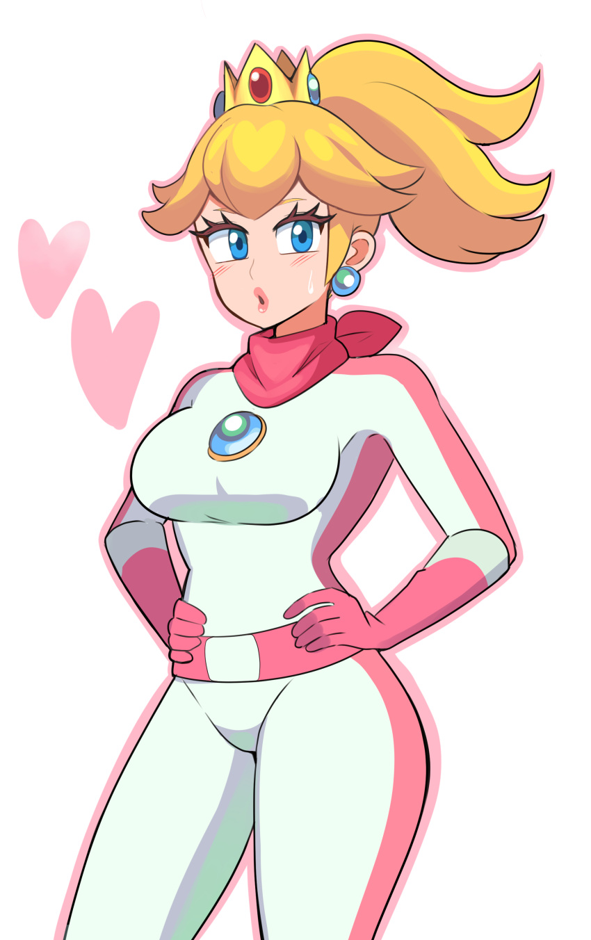 1girl, absurdres, bbycheese, blonde_hair, blue_eyes, bodysuit, breasts, commentary